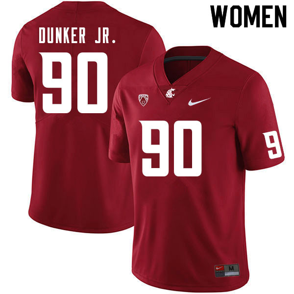 Women #90 Lucas Dunker Jr. Washington State Cougars College Football Jerseys Sale-Crimson